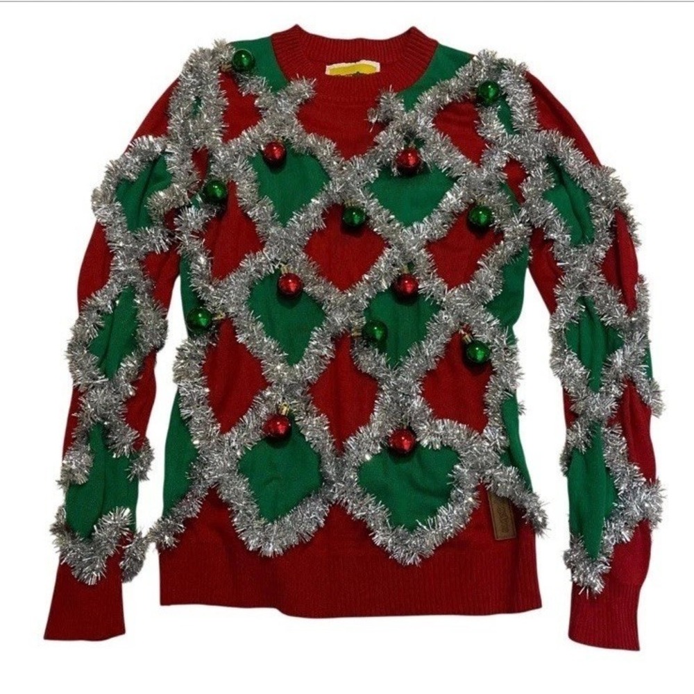 Tipsy Elves Men's Gaudy Garland Ugly Christmas Sweater Size Medium